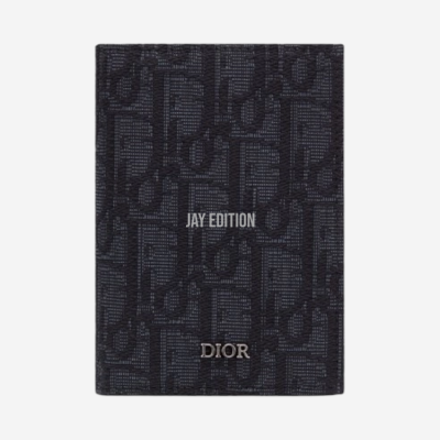 디올 오블리크 자카드 2단 카드지갑 블랙