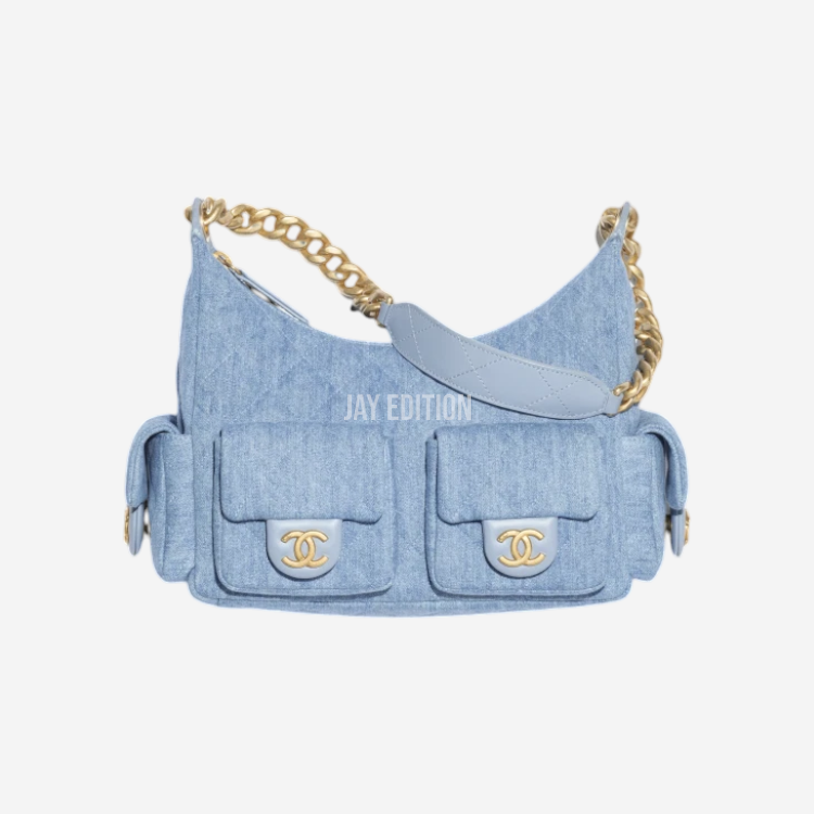 샤넬 데님 라지 호보백