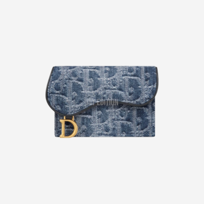 디올 데님 오블리크 새들 카드지갑