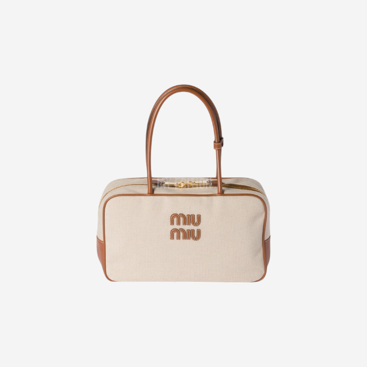 미우미우 캔버스 및 가죽 보 백 