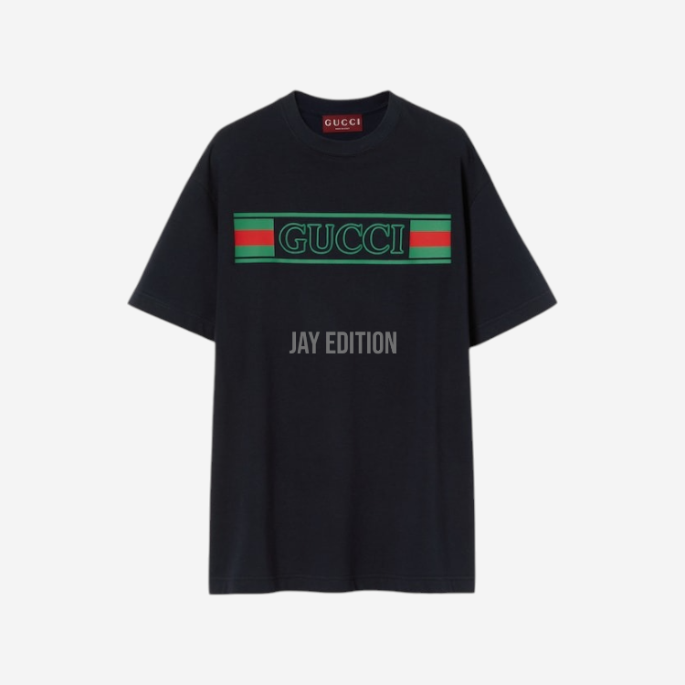 구찌 프린트 코튼 저지 티셔츠