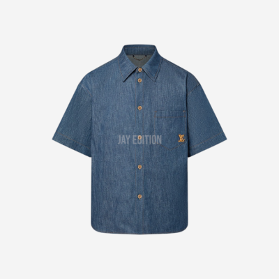 루이비통 쇼트 슬리브드 코튼 샴프레이 셔츠