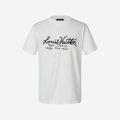 루이비통 앰브로이드 필기체 자수 로고 반팔티
