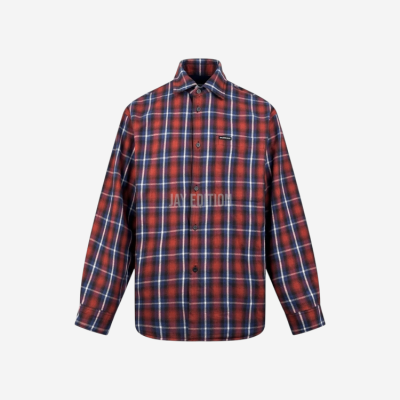 발렌시아가 로고 탭 체크 코튼 셔츠