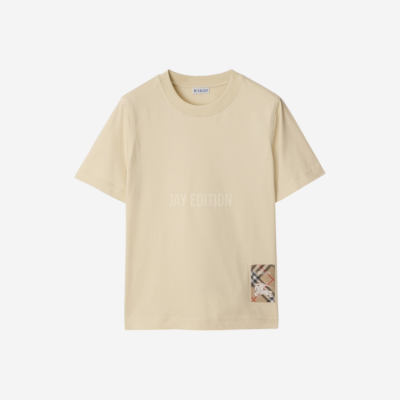 버버리 체크라벨 코튼 티셔츠