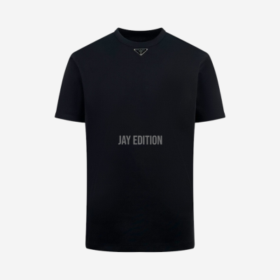 프라다 로고 코튼 티셔츠