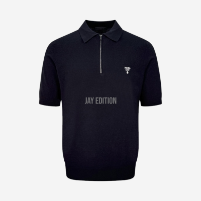 프라다 로고 하프집업 폴로셔츠