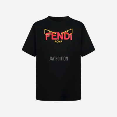 펜디 음력설 블랙 코튼 티셔츠