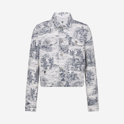 디올 뜨왈드 주이 화이트& 블루 코튼 데님 자켓