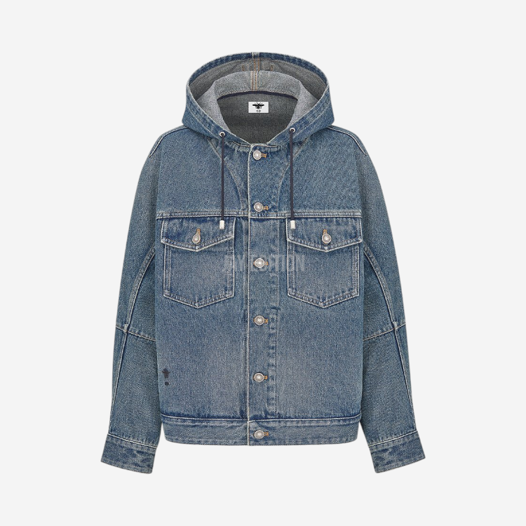 디올 블루 스톤워싱 코튼 데님 후드 자켓