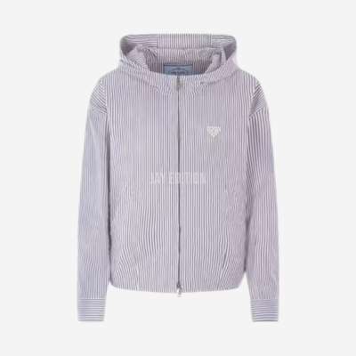 프라다 스트라이프 코튼 블루종 자켓