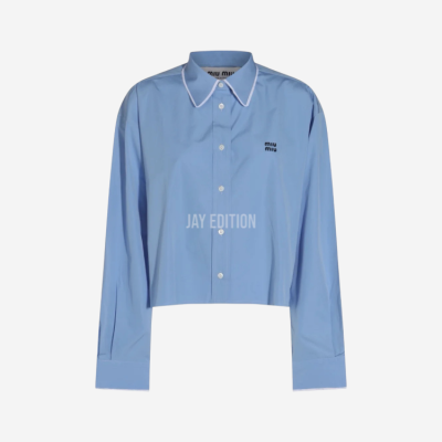 미우미우 크롭 포플린 셔츠