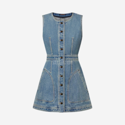 루이비통 버튼 프론트 데님 드레스