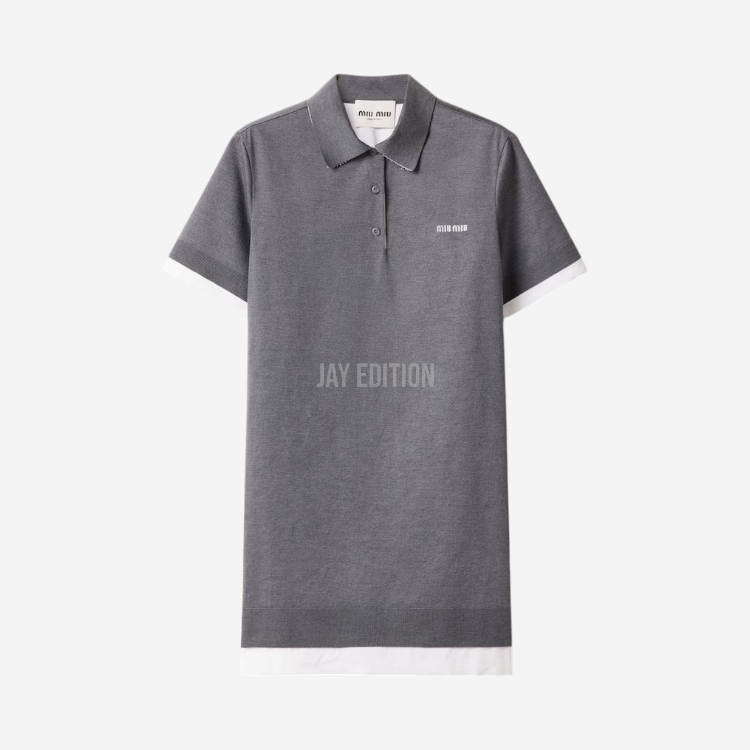 미우미우 니트 및 포플린 미니드레스