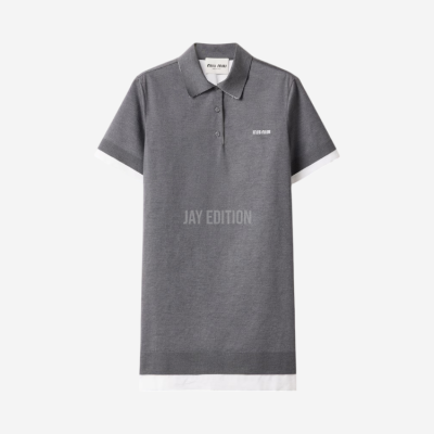 미우미우 니트 및 포플린 미니드레스