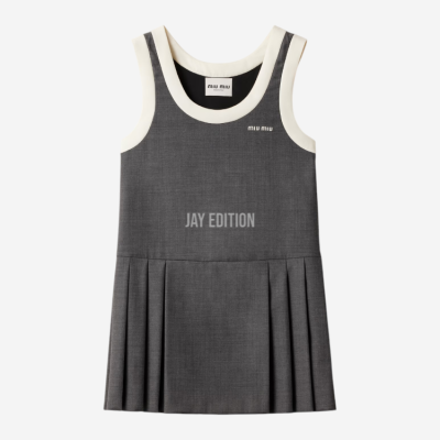 미우미우 플리츠 그리자이유 미니 드레스