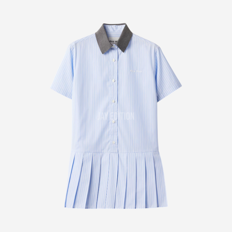 미우미우 플리츠 스트라이프 드레스