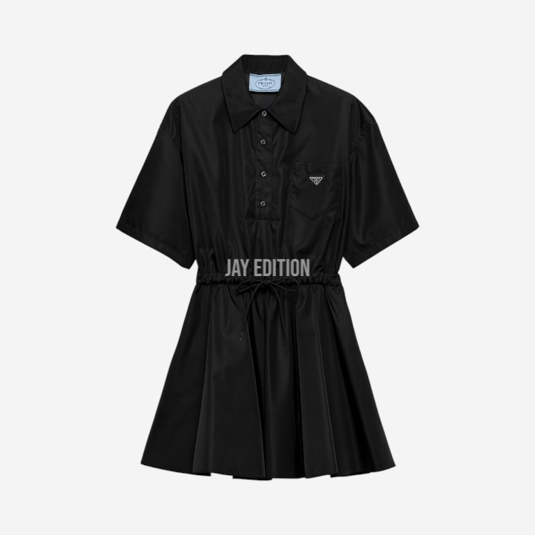 프라다 쇼트 슬리브 리나일론 드레스
