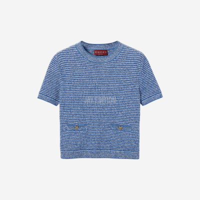 구찌 파인 코튼 크루넥 탑