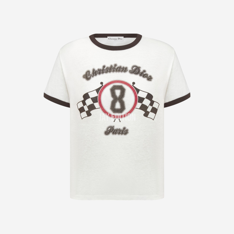 디올 레이스 코튼 앤 리넨 저지 티셔츠