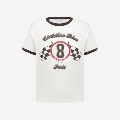 디올 레이스 코튼 앤 리넨 저지 티셔츠