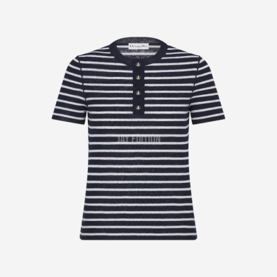 디올 마리니에르 네이비 린넨 반소매 니트