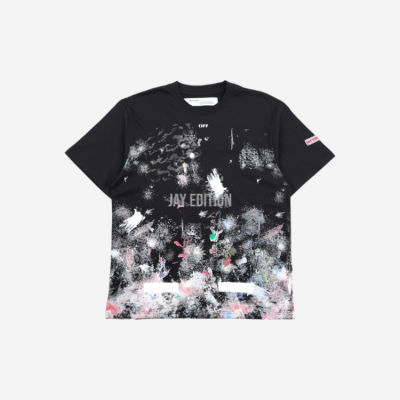 오프화이트 갤럭시 브러쉬 반팔티