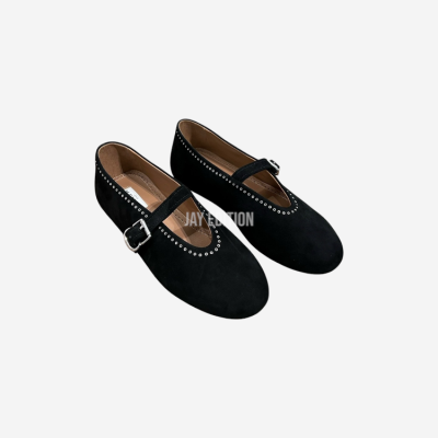 알라이아 메리제인 스웨이드 발레리나 플랫