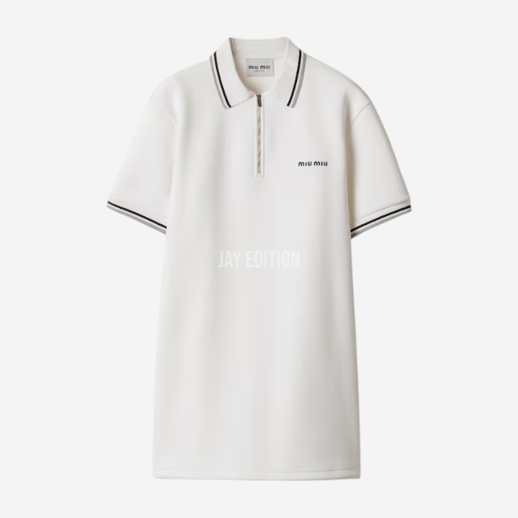 미우미우 본디드 피케 및 테크니컬 저지 드레스