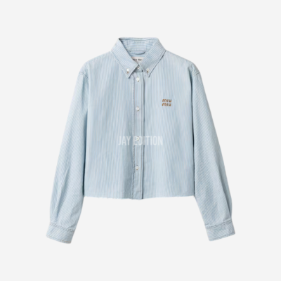 미우미우 스트라이프 샴브레이 셔츠