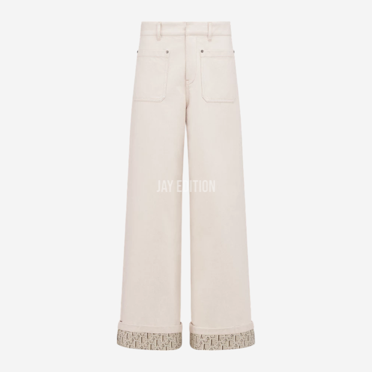 디올 에크루 코튼 데님 플레어 진