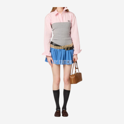 미우미우 포플린 저지 미니스커트