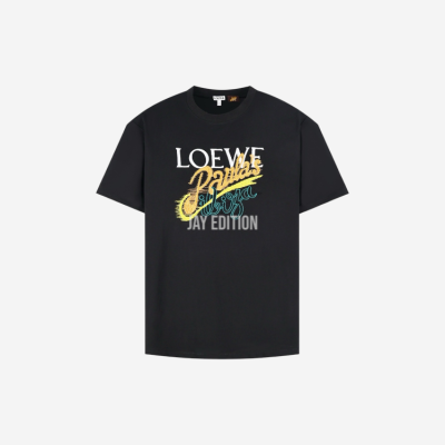 로에베 이비자 로고 자수 코튼 저지 티셔츠