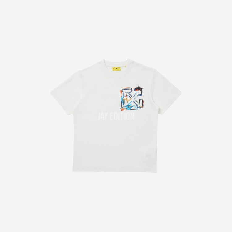 오프화이트 키즈 수채화 로고 반팔 티셔츠